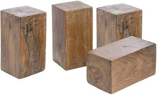 HUBERT Square Reclaimed Wood Riser Support-31/2 L x 31/2" W x 7" H, Set of 4