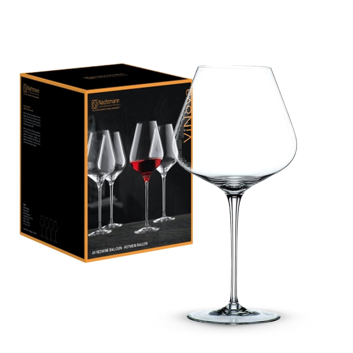 ViNOVA Red Wine Balloon Glass by Nachtmann – 4 Count (Pack of 1), 28.4 fluid_ounces, Glass, Clear, Pack of 4