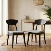 Black Wenge Solid Wood Dining Side Chair Set of by Starlight Canyon Home – Full Solid Rubberwood, Fabric, Black, Pack of 2