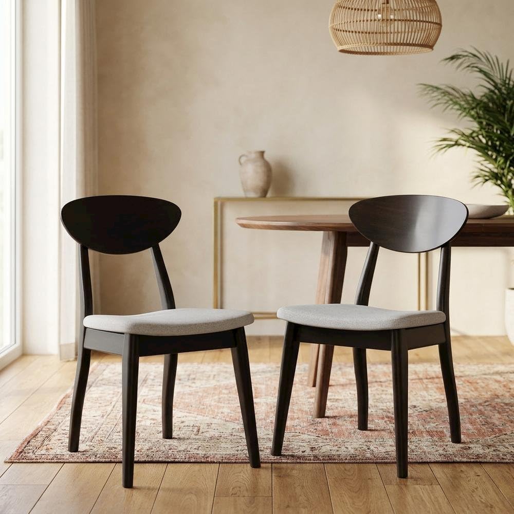 Black Wenge Solid Wood Dining Side Chair Set of by Starlight Canyon Home – Full Solid Rubberwood, Fabric, Black, Pack of 2