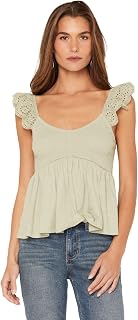 Cleo + Wolf Women's Women's Solid Flutter Sleeve Shirt Mint X- US