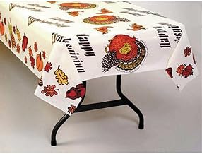Table Mate Thanksgiving Plastic Disposable Table Cover - 54" W x 108" L