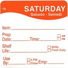 Daymark ToughMark Saturday Labels Orange/White Day of The Week - 2" Square 500 Per Roll