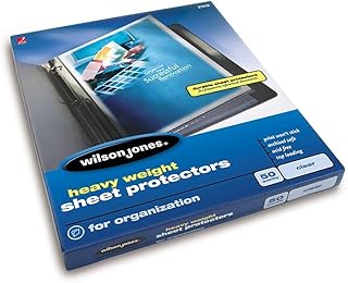 Wilson Jones Sheet Protectors, Heavy Weight, Top-Loading, Clear, 50 Sheets/Box (W21410)