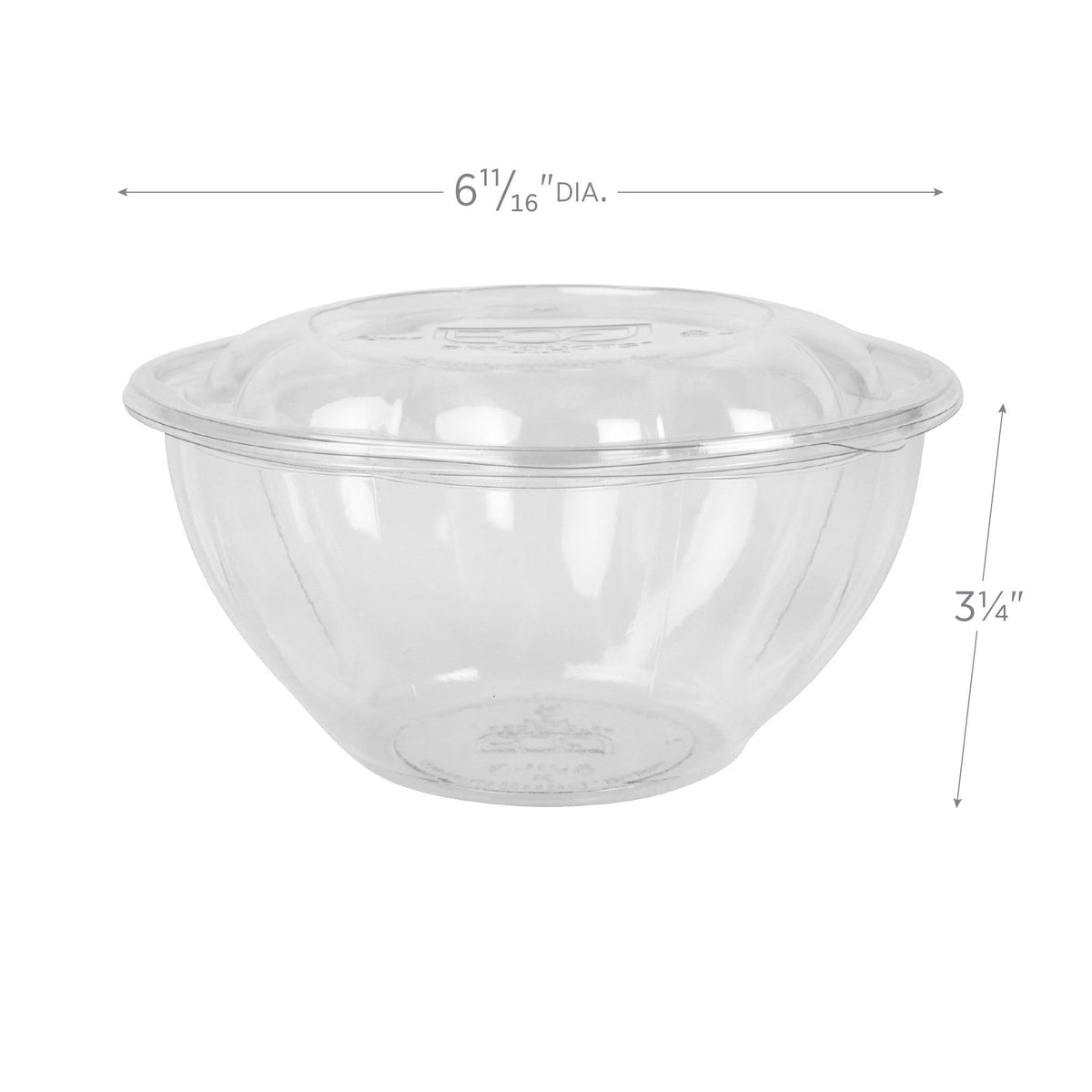 Compostable Clear PLA Plastic 32oz Salad Bowl With Lid by ECO PRODUCTS – 32oz, 32.0 ounces, PLA Plastic, Clear, Pack of 150