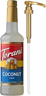 Torani Coffee Syrup, Coconut Flavor for Drinks, Pump Included, 25.4 Fl Oz