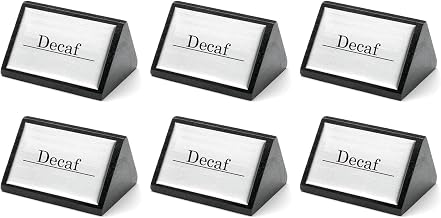 HUBERT® Triangular Wooden Beverage Sign Decaf - 3"W x 1 3/4"H, Pack of 6