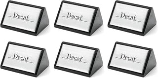 HUBERT® Triangular Wooden Beverage Sign Decaf - 3"W x 1 3/4"H, Pack of 6