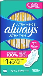 Always Pads Ultra Thin Size 1-36 Count Regular (6 Pack)