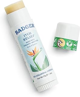 Badger Bug Bite Itch Relief Stick, Organic, Anti-Itch Balm, Soothing, .6 oz | Natural, organic formula for bug bites, rashes & poison ivy; fast relief, pleasant scent, easy application