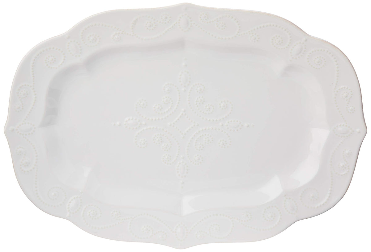 Lenox French Perle Stoneware Serving Platter, Large 18.5 Inch, White