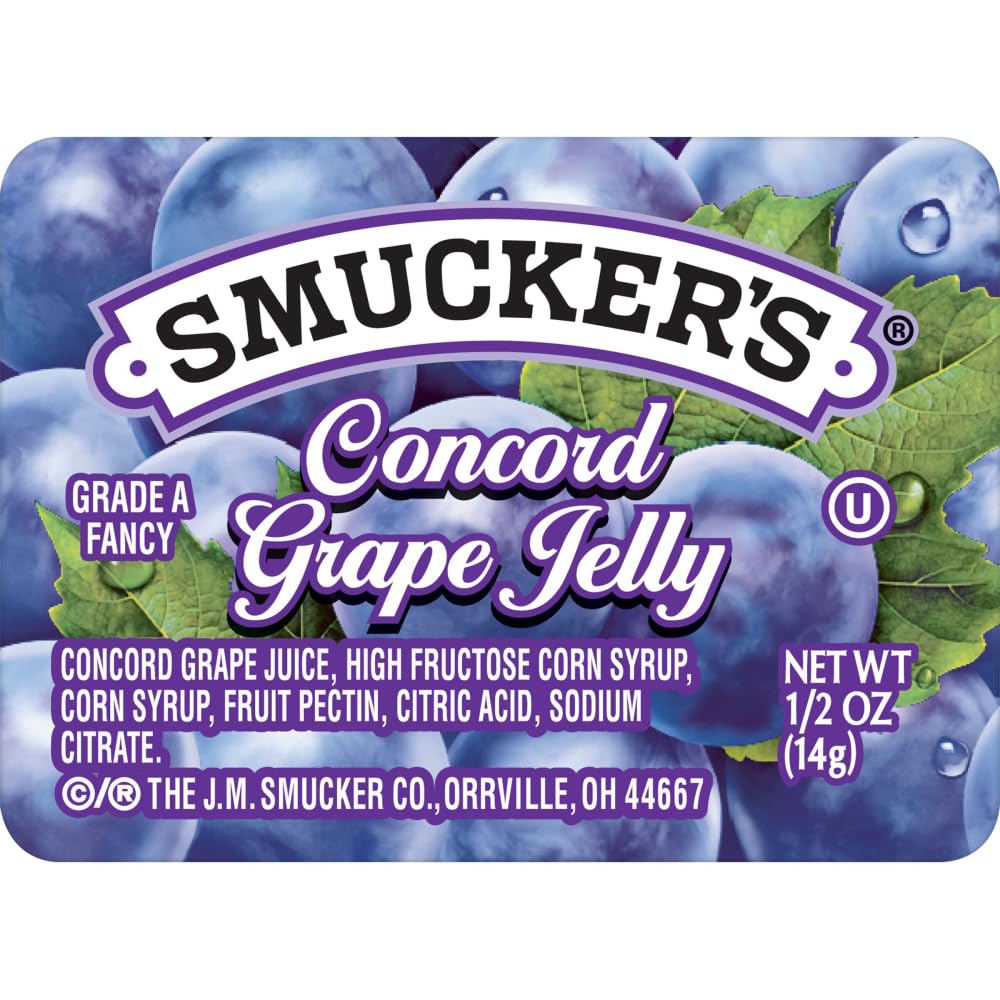 Smuckers Assortment 5 Jelly by Smucker's – 0.5 oz, Pack of 200, Model 5150000800