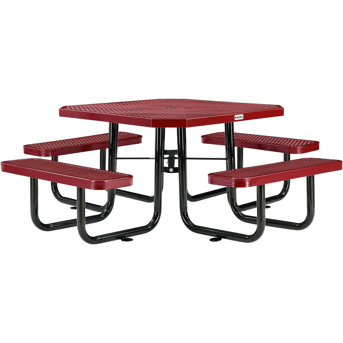 46" Octagonal Picnic Table by Global Industrial – 1, Expanded Metal & Steel, Red, Model 436982RD
