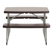 Kids Commercial Grade Plastic Folding Picnic Table by Flash Furniture – Set of 1, Plastic, Steel, Plastic: Polyethylene, Brown, Model RB-EBB-2432FD2-BR-GG