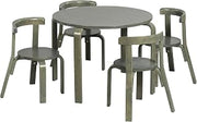 ECR4Kids Bentwood Table and Curved Back Chair Set, Kids Furniture, Grey Wash, 5-Piece