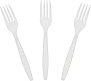 AmerCareRoyal Heavy Weight Unwrapped Disposable Polystyrene Plastic Forks for Restaurants and Catering, White, Pack of 1000