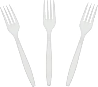 AmerCareRoyal Heavy Weight Unwrapped Disposable Polystyrene Plastic Forks for Restaurants and Catering, White, Pack of 1000