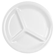 Color white melamine dinnerware collection 10.25 inch three compartment plate by Thunder Group – Large, Melamine, White, Model CR710W