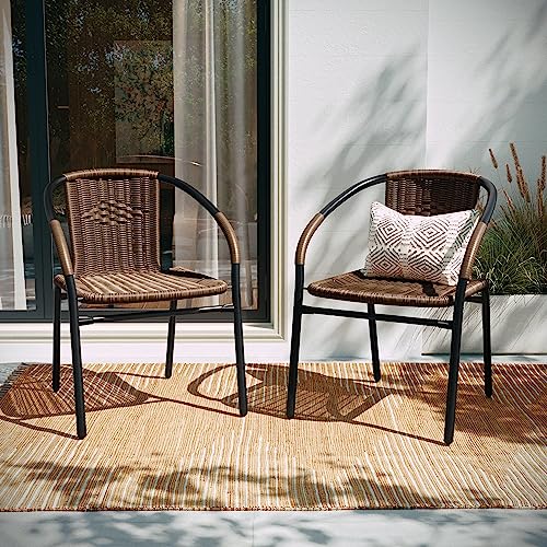 Flash Furniture Dark Brown / Set of 4 / Contemporary Patio Dining Chairs