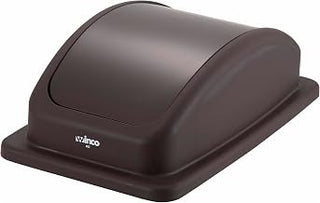 Winco Cover for PTC-23B, Medium, Brown, Plastic, Manual-Lift, Trash Can | Secure fit, Counterbalanced, Great for Kitchens, Dining Areas and Back-of-house Cleanup