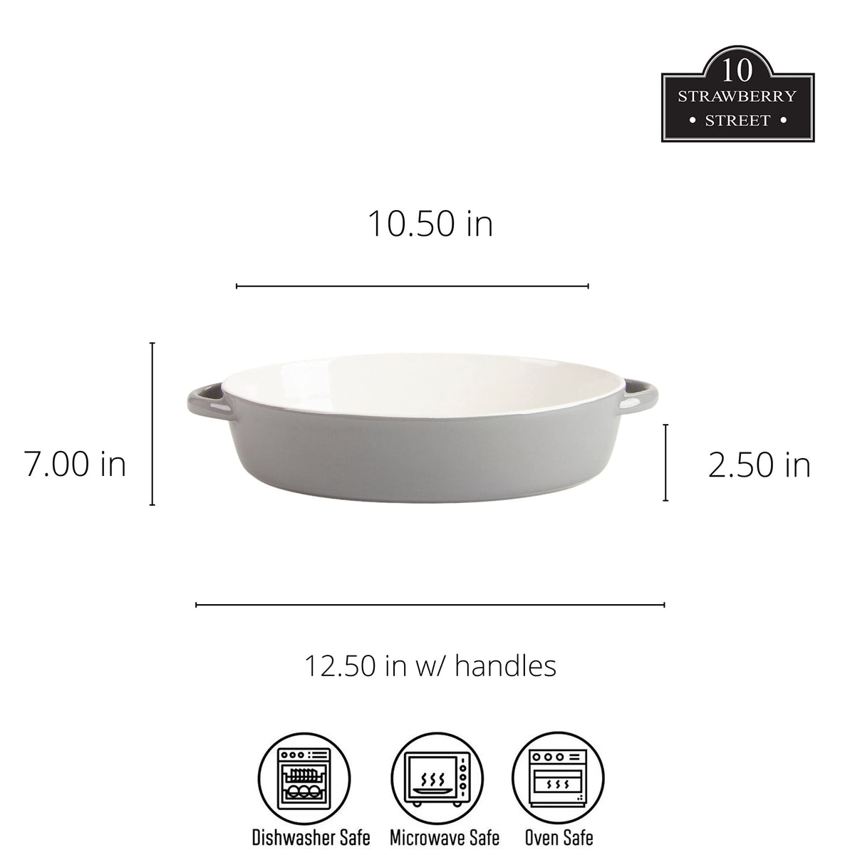 10 Strawberry Street Gray / 13" & 10.5" / Oval Bake & Serve Sets