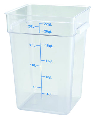 22 qt Clear Square Plastic Storage Container with Handles by Winco – 22 Quart, Polycarbonate (PC), Clear, Model PCSC-22C
