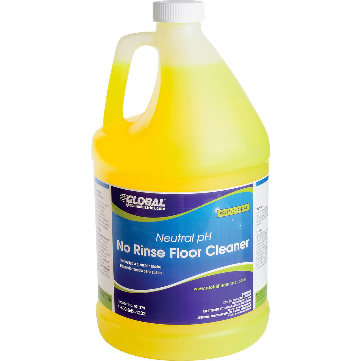 Neutral pH No Rinse Floor Cleaner by Global Industrial – 4 Count (Pack of 1), Yellow, Model N158G4