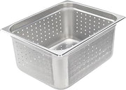 Winco 13.7 qt Half Size 6" Deep Stainless Steel Steam Pan, Perforated | Dishwasher safe, Perforated for drainage, Foodservice, Great for Steam Tables, Buffets and Food Preparation