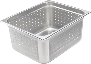 Winco 13.7 qt Half Size 6" Deep Stainless Steel Steam Pan, Perforated | Dishwasher safe, Perforated for drainage, Foodservice, Great for Steam Tables, Buffets and Food Preparation