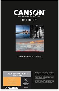 Canson Infinity Arches BFK Rives Soft Textured Pure White Matte Inkjet Paper, 310gsm, 11" x 17", 25 Sheets