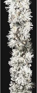 9ft L x 15in W Heavy Flocked Long Twig Needle & Pinecone Artificial Garland, LED Pre-Lit -White (Pack of 2)