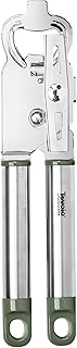 Tovolo Can Opener Manual Heavy Duty 2 in 1 Stainless Steel with Bottle Opener Kitchen Tool Easy Turn Handle Thyme Green, Smooth Edge Safe Cut No Sharp Edges Manual Hand Held Can Opener for Tins Cans