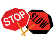 One Double Sided Stop/Slow Sign Safe-T-Paddle by NMC – 18x18 inches, Plastic, multicolor, Model PS1