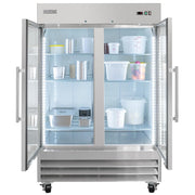54" Two Section Reach In Refrigerator - (2) Left/Right Hinge Glass Doors by MOTAK – 56.69x35.04x83.46, In Description, Check Images, Model MSD-2DR-BAL-54-G-X