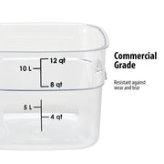 FreshPro Clear Food Container 12QT by Cambro – 28.9 cm x 21.6 cm, 1.9 liters, Polycarbonate (PC), Clear, Model 12SFSPROCW135