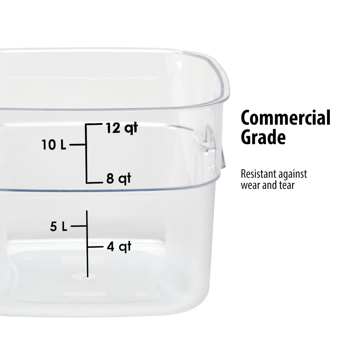 FreshPro Clear Food Container 12QT by Cambro – 28.9 cm x 21.6 cm, 1.9 liters, Polycarbonate (PC), Clear, Model 12SFSPROCW135