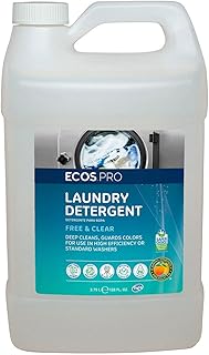 ECOS PRO Liquid Laundry and Microfiber Detergent, Free & Clear, Unscented, Concentrated & Ideal for Commercial & Industrial Use, PL9764/04, 1 Gallon Bottles (Case of 4)