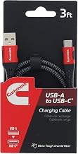 Cummins 3ft USB-A to USB-C Charging Cable, Compatible with iPhone and Samsung, Premium Braided Aramid Fiber, Ultra-Durable