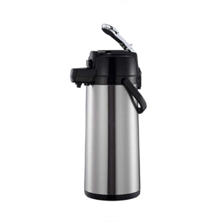 Airpot 2.5 Liter (84 Oz.) 8-1/4" X 6-1/2" X 15-1/3"H by Thunder Group – 84.5 Ounces, 2.5 liters, Stainless Steel, Silver/Black, Model ASLS325