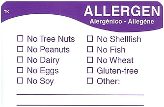 ToughMark Allergen Label White Repositionable Purple - 3" L x 2" H 500 Per Roll