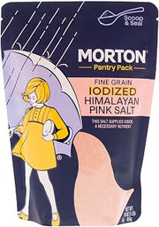 Morton Salt Iodized Pink Himalayan Salt, Fine, 1 lb Resealable Pouch
