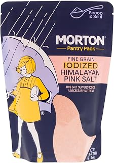 Morton Salt Iodized Pink Himalayan Salt, Fine, 1 lb Resealable Pouch