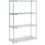 4 Tier Wire Shelving Starter Unit by Nexel – Stainless Steel, Multi Color, Model 14367S