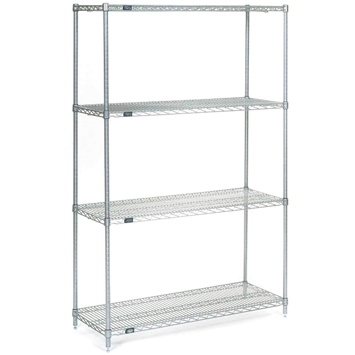 4 Tier Wire Shelving Starter Unit by Nexel – Stainless Steel, Multi Color, Model 14367S