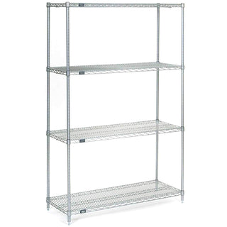 4 Tier Wire Shelving Starter Unit by Nexel – Stainless Steel, Multi Color, Model 14367S