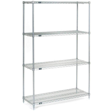 4 Tier Wire Shelving Starter Unit by Nexel – Stainless Steel, Multi Color, Model 14367S