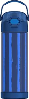 THERMOS FUNTAINER Water Bottle with Spout, 16oz, Nautical Stripes