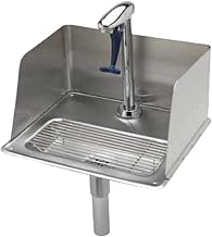 T&S Brass B-1235 Water Station Pedestal Glass Filler Drip Pan Glass Filler with Splash Guard