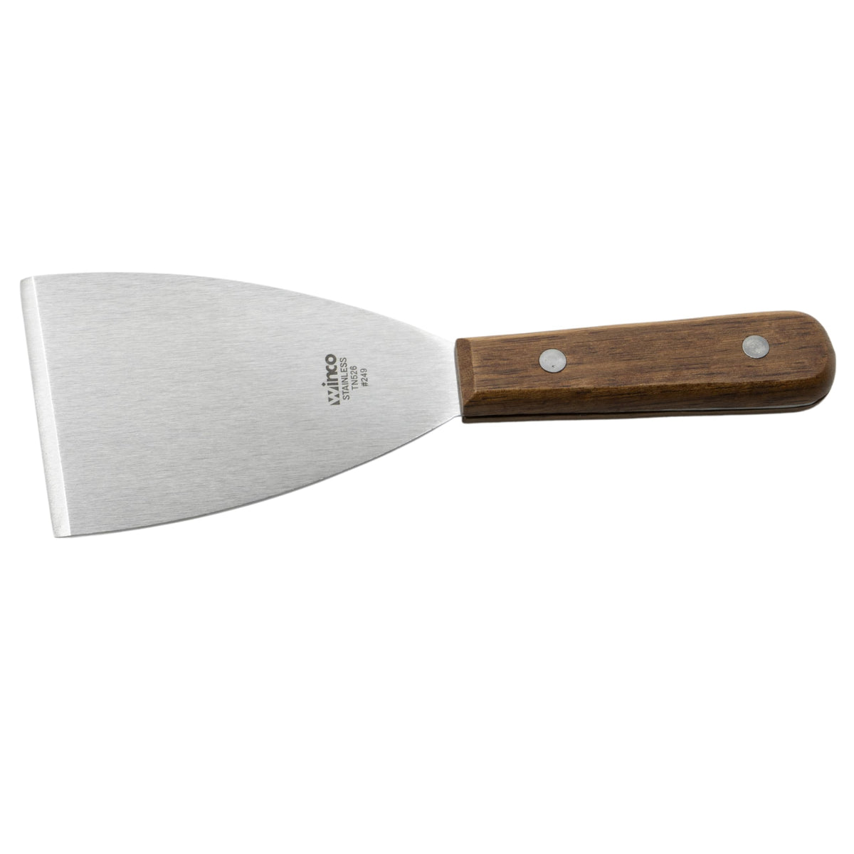 Blade Scraper by Winco – 4.375" x 3", Stainless Steel, Silver, Brown, Model TN526