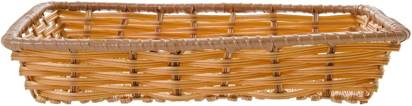 HUBERT Wicker Storage Basket Rectangular Natural Colored Plastic - 14"L x 12"W x 2 1/2"D